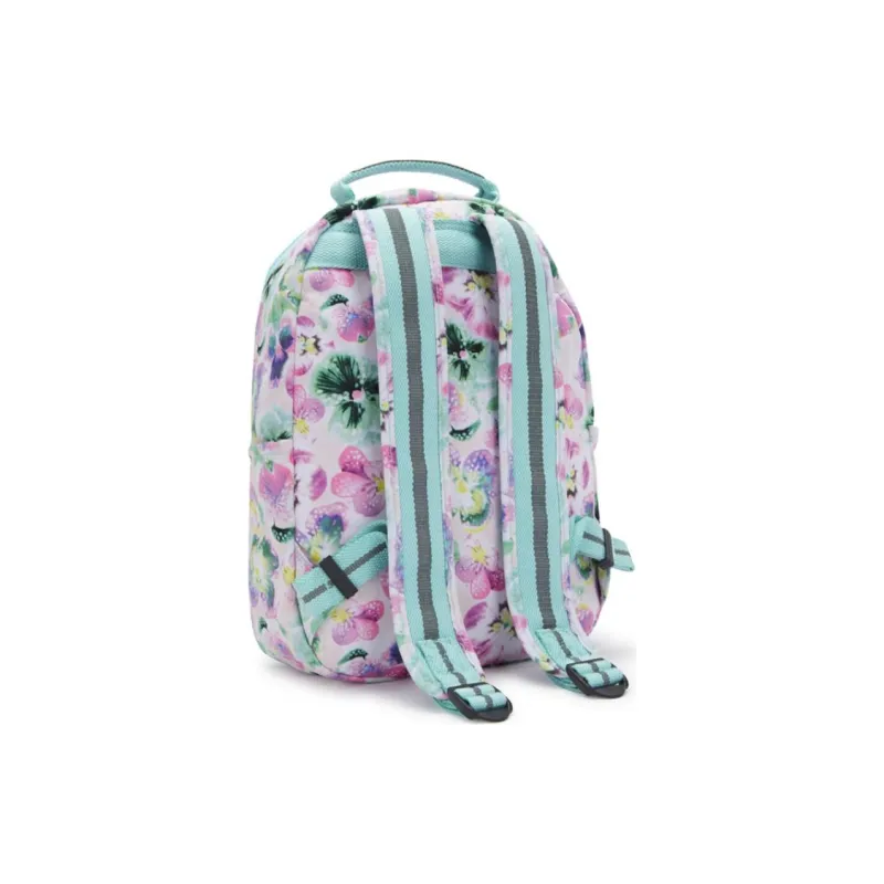 Kipling Recycled Polyester Backpack Small Size Women's Aqua Blue & Multicolor-3