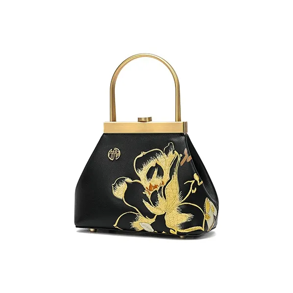 Ancient Yi Xi Cow Leather Cheongsam Handbag Trumpets Women's Black-1