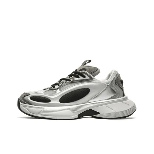 OUBT Spacecraft Low Top Chunky Sneakers Unisex Black Hole Silver
