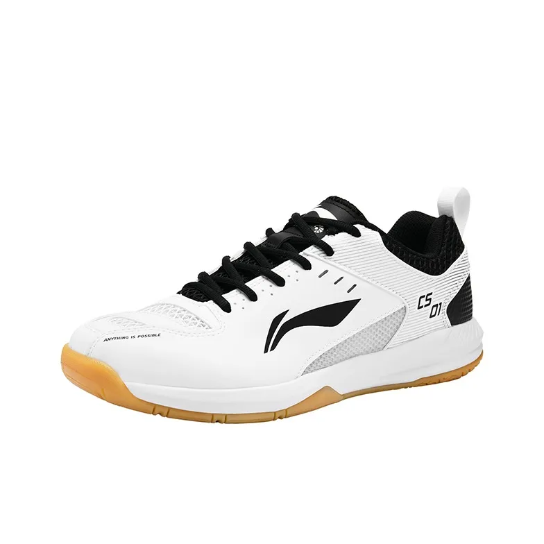 LiNing Feather Cushioning, Slip Resistant, Abrasion Resistant, Breathable Low Top Badminton Shoes Unisex White Black-1