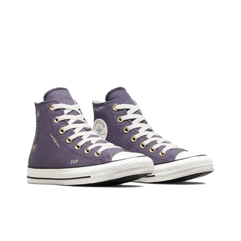 Converse Chuck Taylor All Star Anti Slip Wear Resistant High Top Canvas Shoes Women's Purple White-2