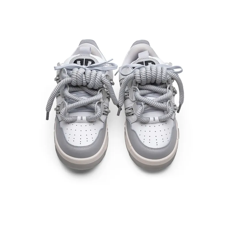 LILRNAR Height Increasing Low Top Skateboard Shoes Unisex Light Gray-3