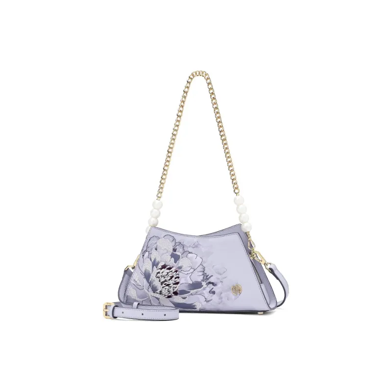 Ancient Yi Xi Cow Leather Cheongsam Crossbody Bag Women's Hyacinth Purple-1