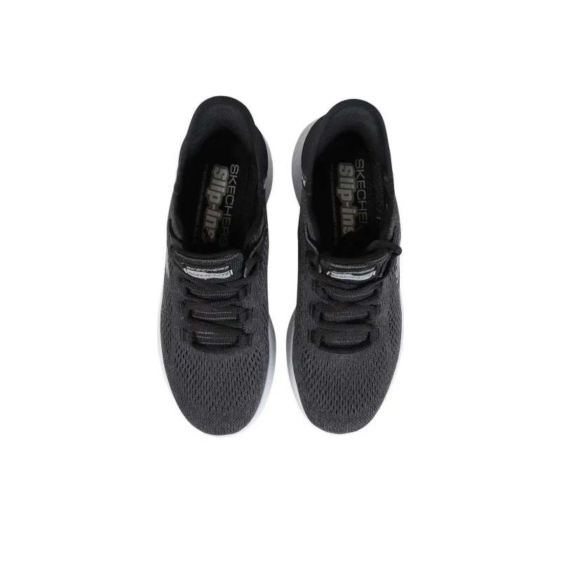Skechers Slip Ins Slip Ins Technology Cushioning Wear Resistant Low Top Casual Shoes Women's Black White-3
