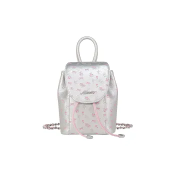 AILUXI Synthetic Leather Backpack Regular Women's Crystal Silver Pink