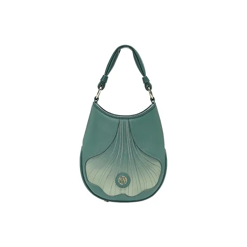 Ancient Yi Xi Cow Leather Cheongsam Shoulder Bag Handbag Small Size Women's Pine Green