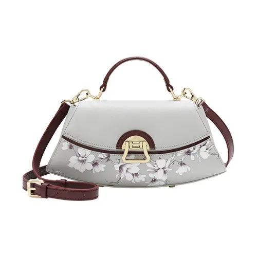Ancient Yi Xi Cow Leather Niche Cheongsam Handbag, Crossbody Bag Women's Light Gray