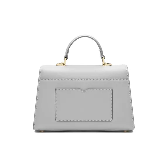 Ancient Yi Xi Cow Leather Paper Folding Bag, Shoulder Bag, Crossbody Bag, Handbag Women's Frost Snow Gray-2