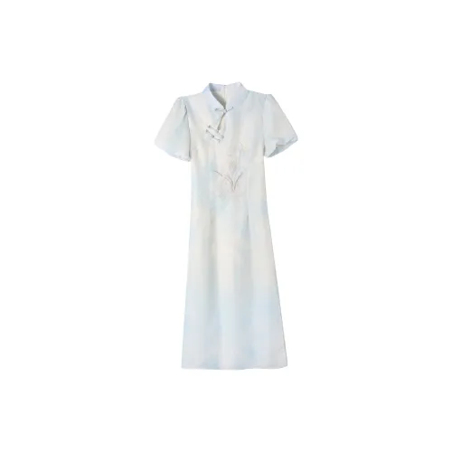 MKBY Short-Sleeved Dresses Women's Blue