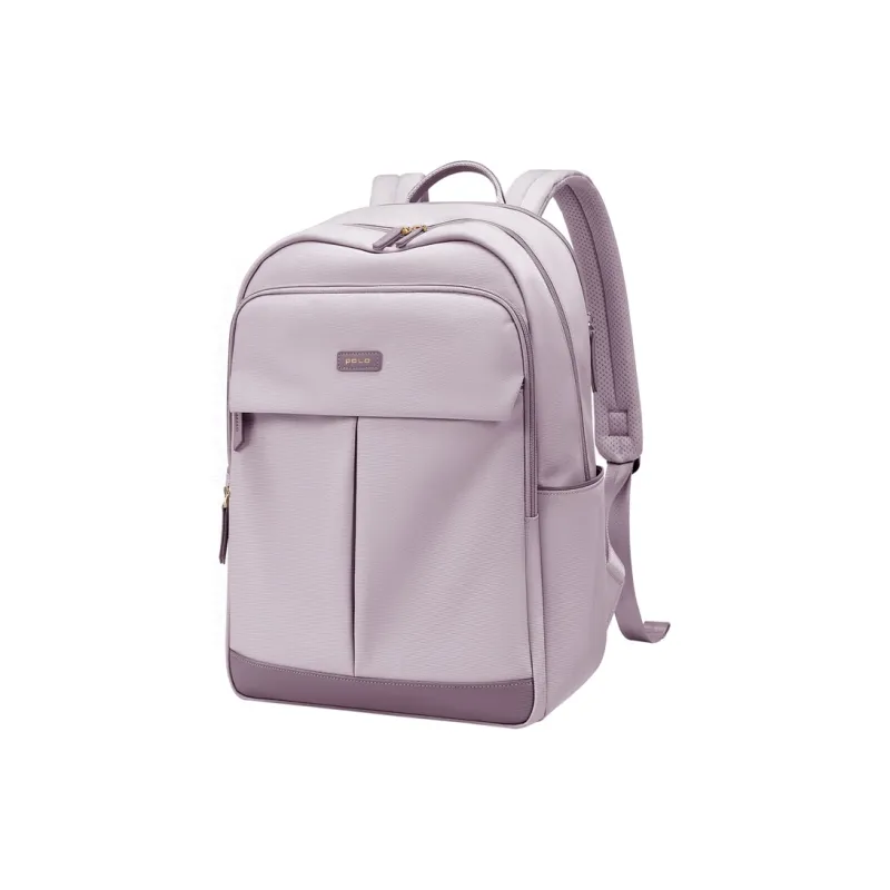 POLO Fabric Backpack Large Size Women's Beige Apricot/Light Purple-5