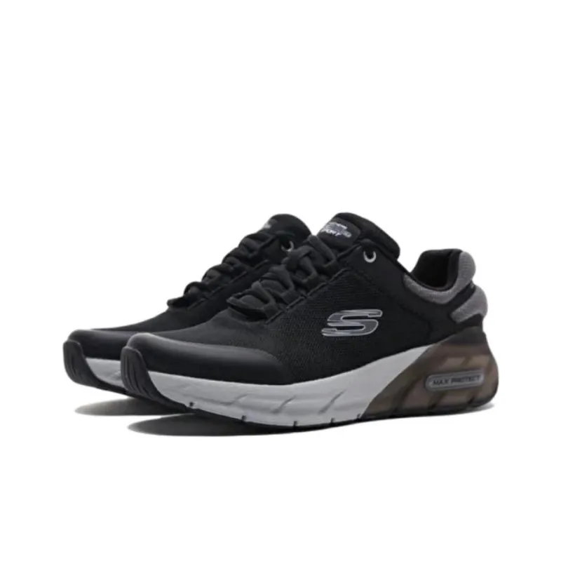 Skechers Cushioning Wear-Resistant Rebound Low-Top Casual Running Shoes Men's Black Gray Color-2