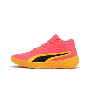 PUMA Cushioning Breathable Mid Top Basketball Shoes Unisex Red, Black, Yellow