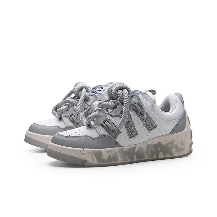 LILRNAR Height Increasing Low Top Skateboard Shoes Unisex Light Gray-2