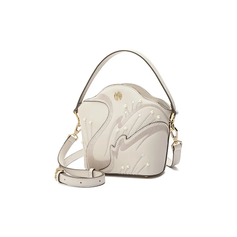 Ancient Yi Xi Cow Leather Cheongsam Shoulder Bag, Crossbody Bag, Handbag Women's Elegant White-1