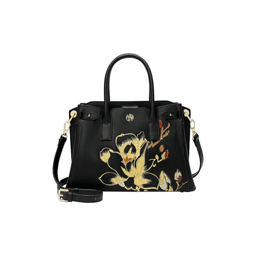 Ancient Yi Xi Cow Leather One Shoulder Handbag Women's Black