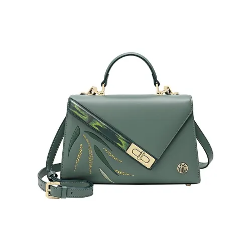 Ancient Yi Xi Cow Leather Vintage Cheongsam Kelly Bag Shoulder Bag Trumpets Women's Spruce Kid