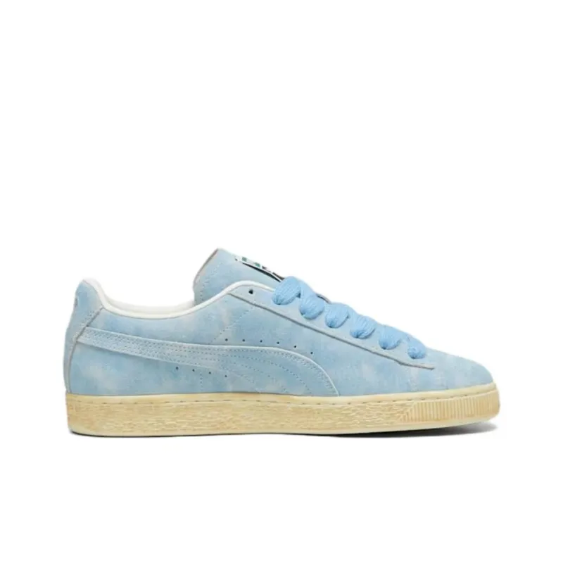 PUMA Suede Anti Slip Wear Resistant Low Top Skateboard Shoes Unisex Blue Yellow-1