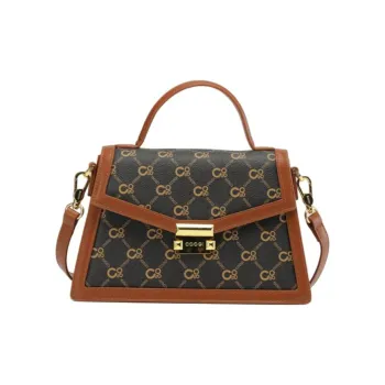 COOGI PVC One Shoulder Handbag Medium Size Women's Dark Brown/Ecru