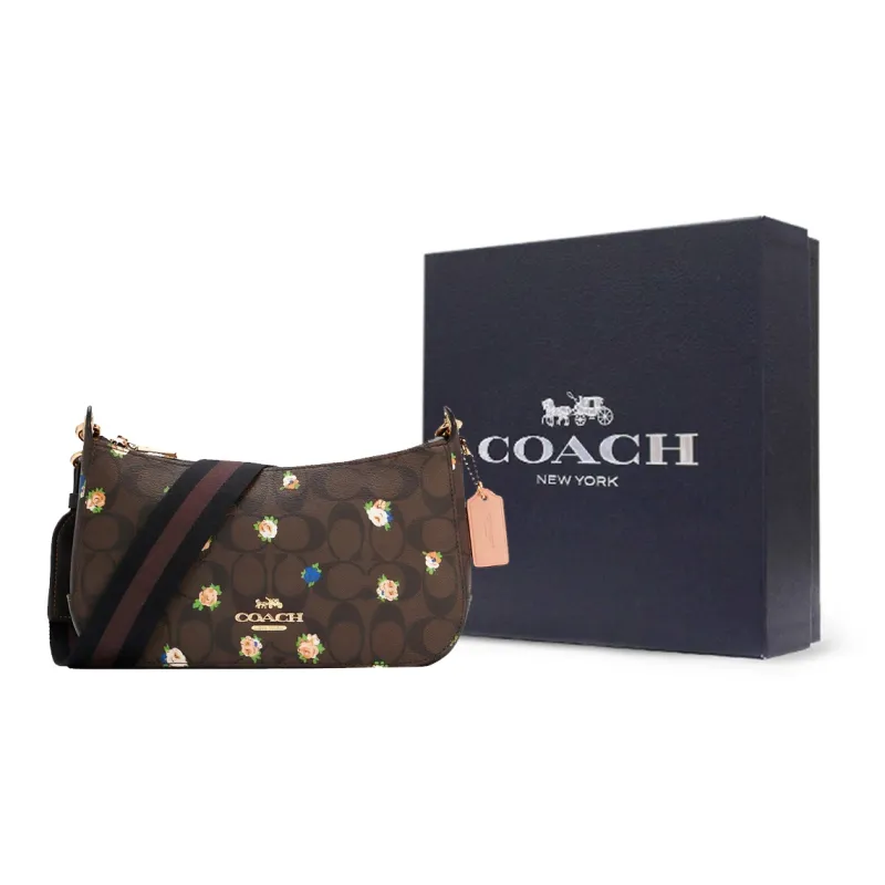 COACH Jes Canvas Leather Shoulder Bag, Crossbody Bag Medium Size Women's Dark Brown-7