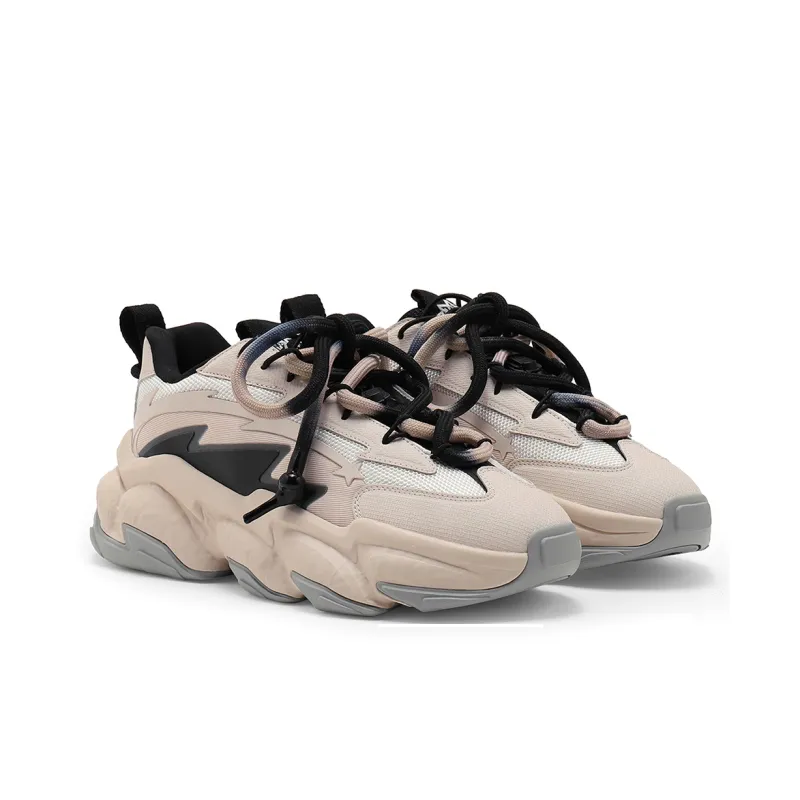 STARTER Rock Formation Series Slip Resistant Height Increasing Breathable Low Top Chunky Sneakers Men's Beige-2