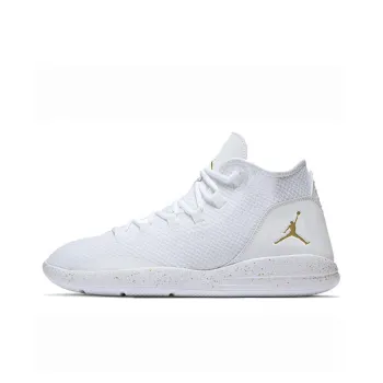 Jordan Reveal Cushioning, Slip Resistant, And Abrasion Resistant Mid Top Vintage Basketball Shoes Unisex White Gold