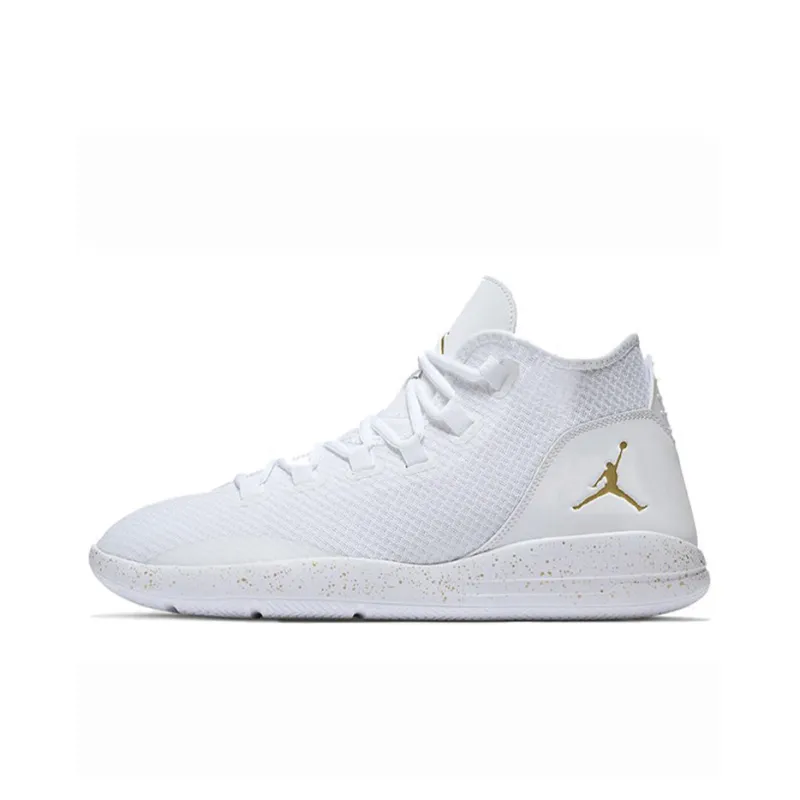 Jordan Reveal Cushioning, Slip Resistant, And Abrasion Resistant Mid Top Vintage Basketball Shoes Unisex White Gold-0