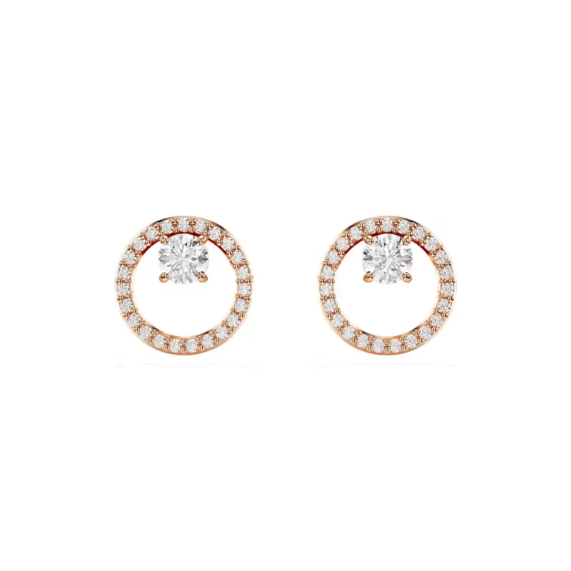Swarovski Synthetic Cubic Zirconia Stud Earrings Women's Rose Gold-0