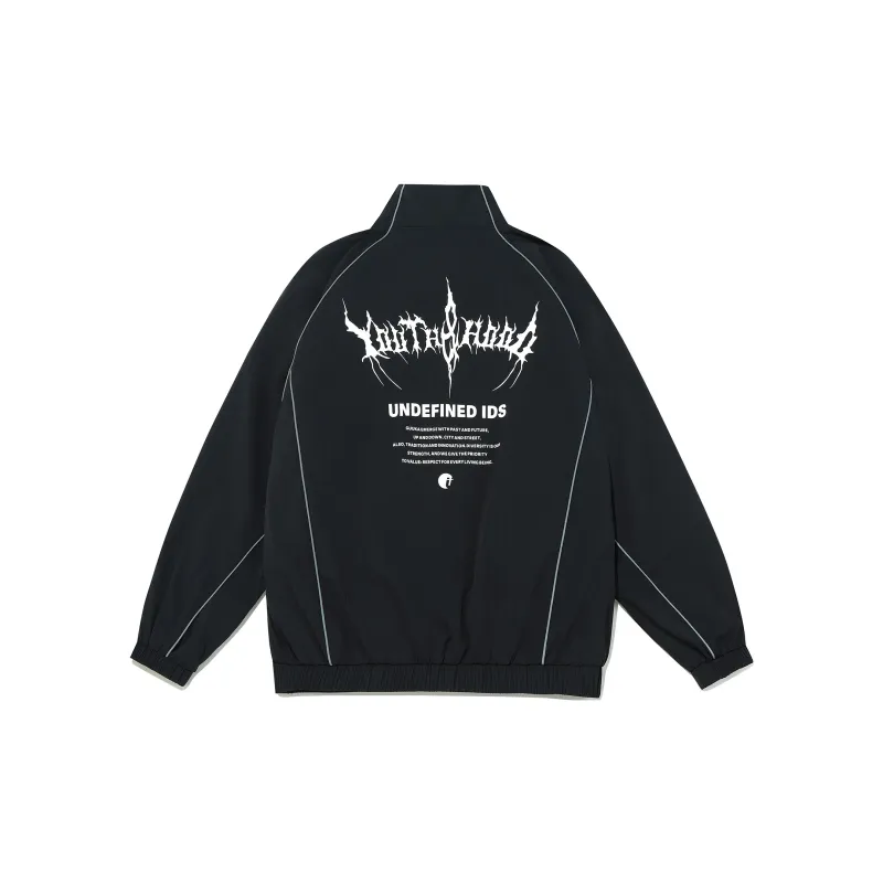 Guuka Couple Outdoor Streetwear Irregular Reflective Strip Coat Unisex Black-1