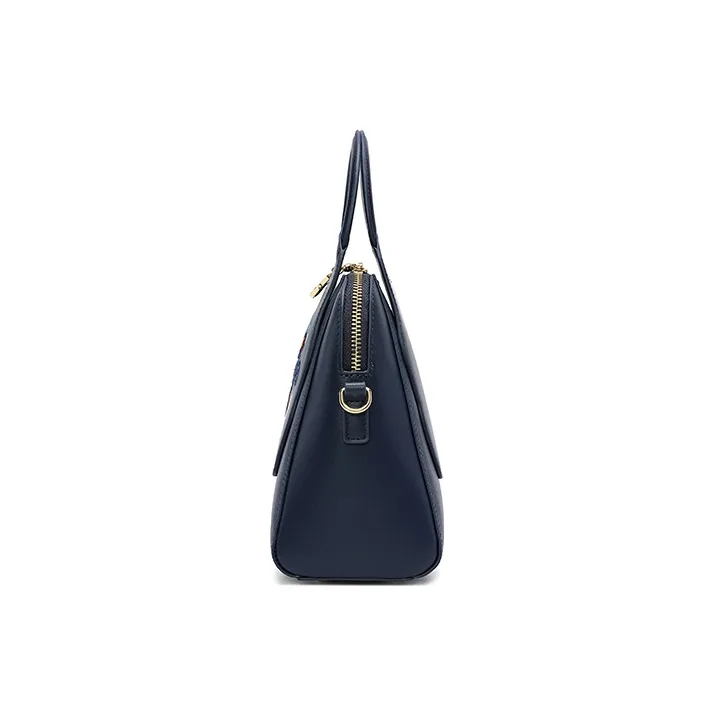 Ancient Yi Xi Cow Leather Dome Bag, One Shoulder Handbag Women's Indigo-3