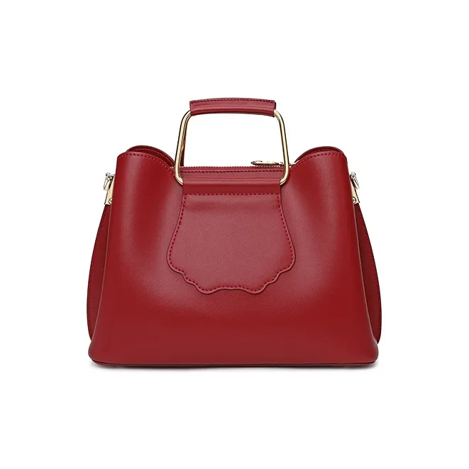 Ancient Yi Xi Cow Leather Shoulder Bag, Crossbody Bag, Handbag Women's Red Peony-2