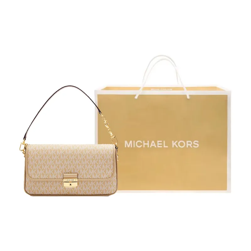 MICHAEL KORS Bradshaw Leather Shoulder Bag Trumpets Women's Camel-11