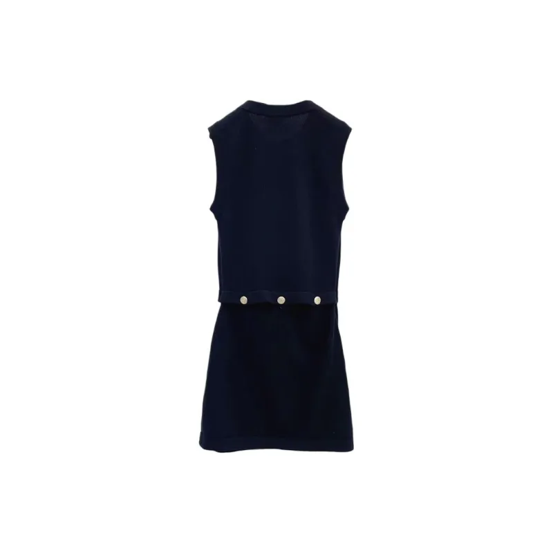 CHANEL Sleeveless Dress Women's Black-1