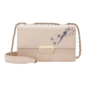 Ancient Yi Xi Cow Leather Casual Minimalist Style Shoulder Bag, Crossbody Bag Women's Light Cherry Blossom Pink