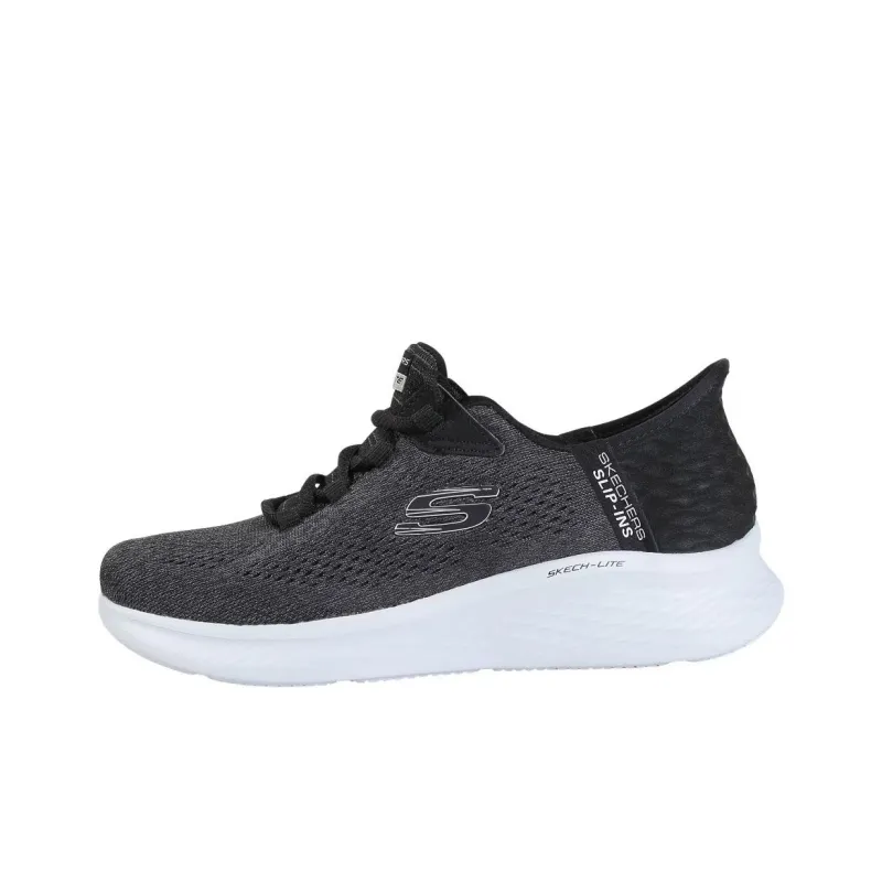 Skechers Slip Ins Slip Ins Technology Cushioning Wear Resistant Low Top Casual Shoes Women's Black White-0