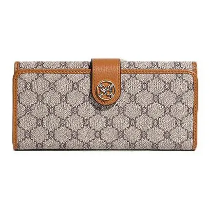 DOSRFINI PVC Multiple Card Slots Long Clutch Wallet Women's Apricot/Black Green/Brown-7