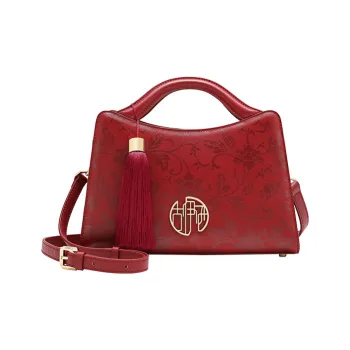 Ancient Yi Xi Cow Leather Elegant Shoulder Bag, Cheongsam Crossbody Bag, Handbag Women's Rouge Red