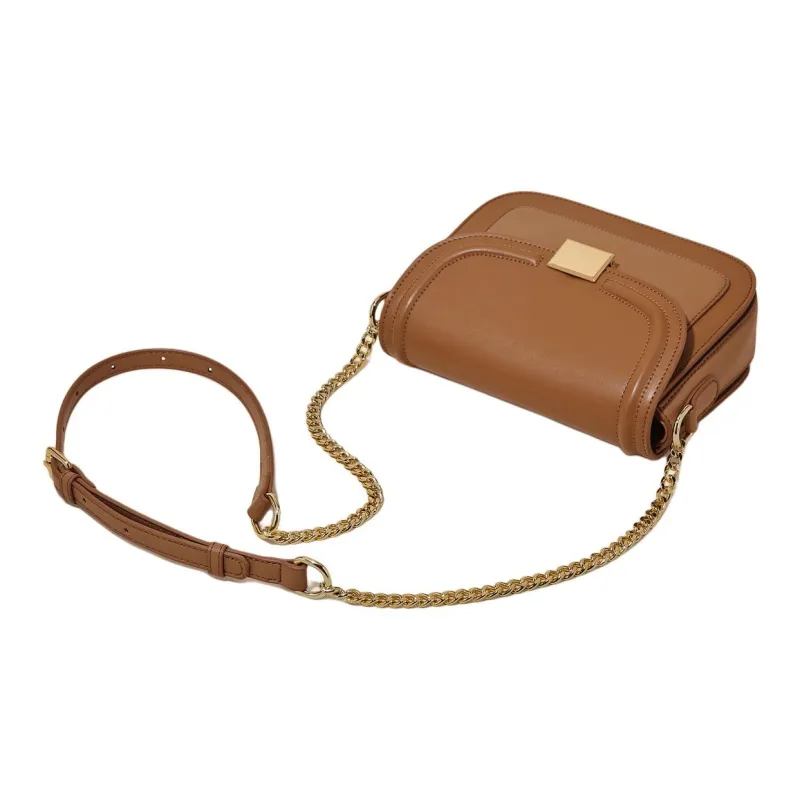 Marino Orlandi Cow Split Leather Small Square Bag Crossbody Bag Shoulder Bag Women's White/Brown-9