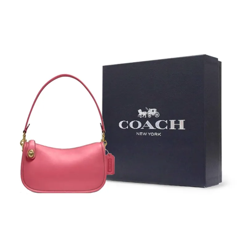 COACH Leather Shoulder Bag, Pochette, Crossbody Bag, Shoulder Bag Women's Fuchsia-0