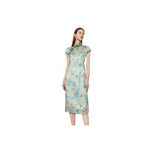 DPLAY Short-Sleeved Dresses Women's Cloisonne Blue Garden