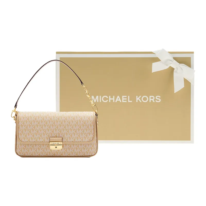 MICHAEL KORS Bradshaw Leather Shoulder Bag Trumpets Women's Camel-9