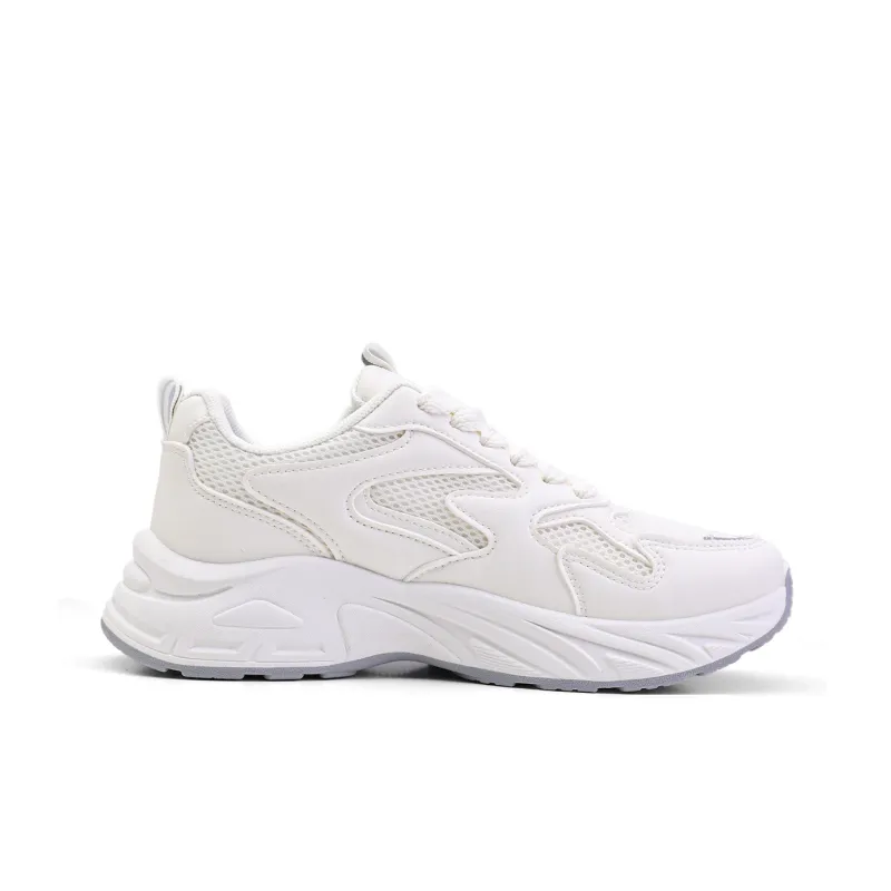 Warrior Slip Resistant, Abrasion Resistant, Breathable, Lightweight Low Top Chunky Sneakers Women's Beige Gray-1