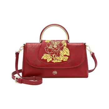 Ancient Yi Xi Cow Leather Premium Embroidery One Shoulder Handbag Mamianqun Bag Women's Rouge Red