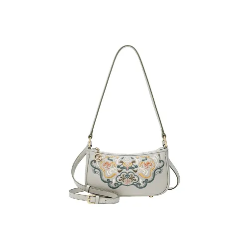 Ancient Yi Xi Cow Leather Cheongsam Mom Shoulder Bag Women's Jade Hairpin Asphalt Gray