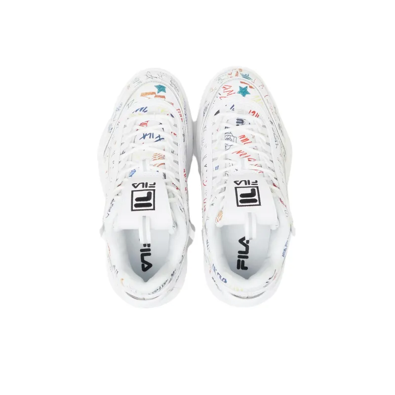 FILA Disruptor 2 Durable Breathable Low Top Casual Shoes Women's White-3