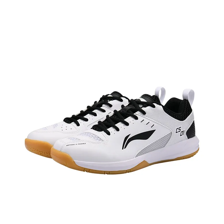LiNing Feather Cushioning, Slip Resistant, Abrasion Resistant, Breathable Low Top Badminton Shoes Unisex White Black-2