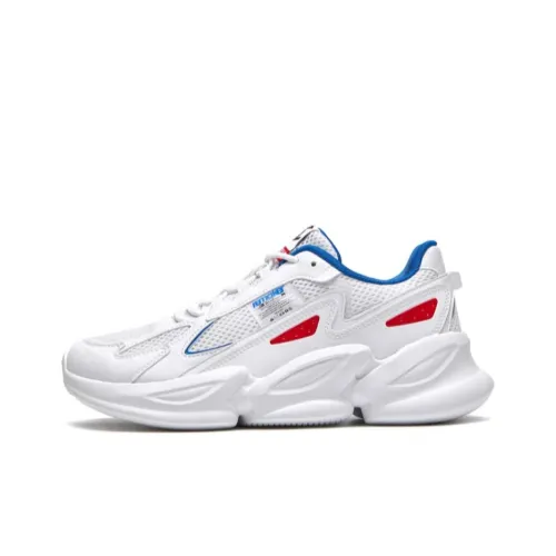 QIAODAN Anti Slip Wear Resistant Low Top Running Shoes Men's White Blue Red