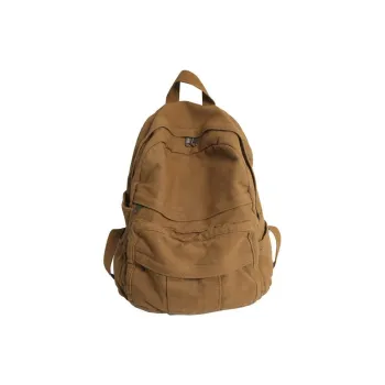 Huangmu Canvas Student Backpack Regular Unisex Purple/Green/Black/Khaki