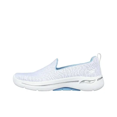Skechers Cushioning, Wear Resistant Low Top Casual Shoes Women's White Blue