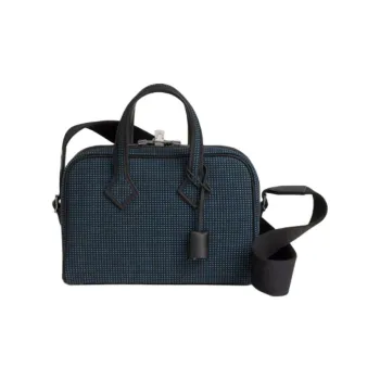 HERMES Victoria III Fourre-tout Canvas With Swift Leather Victoria Bag One Shoulder Handbag Mini Women's Blue & Black