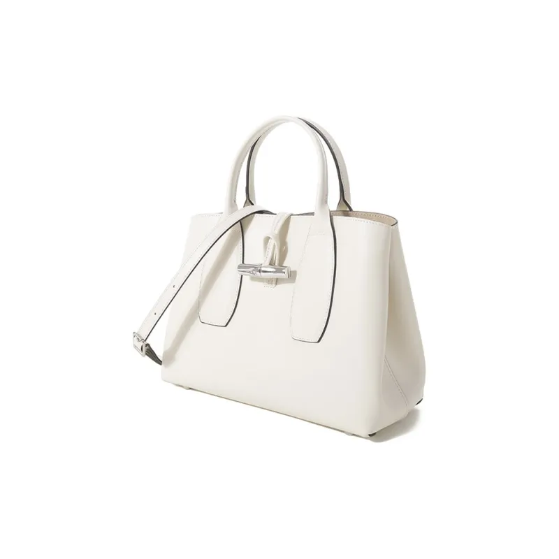 LONGCHAMP Cow Leather Handbag Shoulder Bag Big Bag Women's Ivory White-1